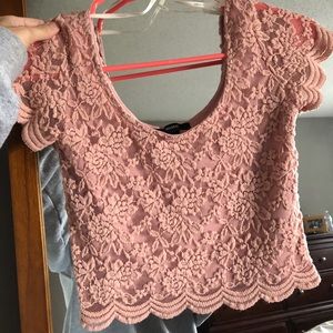 Lacey Pink Crop Top with Shawl